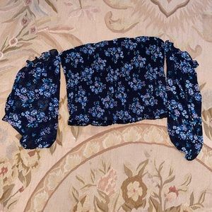 Women’s Floral Black Wild Fable Off The Shoulder Size S New Top Long Sleeve